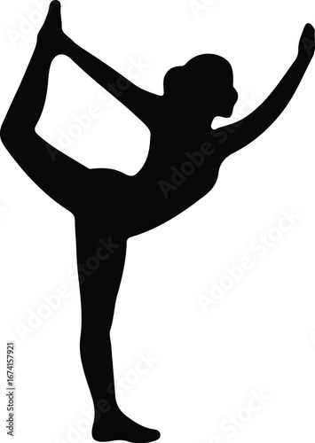 Illustrator Vector Woman in standing bow yoga pose silhouette