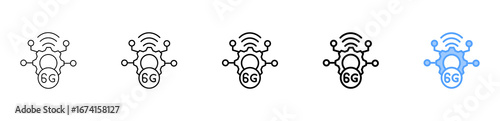 6G Technology Icon Different Style Outline Collection Set 