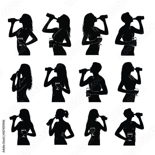 Silhouetted Figures Sipping Wine A Collection of Wine Drinkers