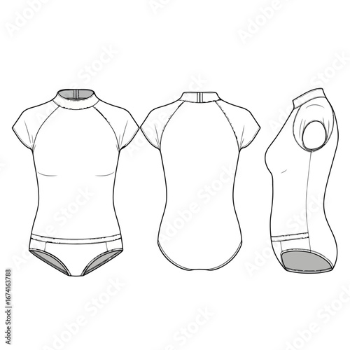 Women's Rash Guard Technical Drawing