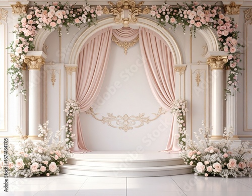 Romantic Floral Arch in Luxurious Wedding Hall