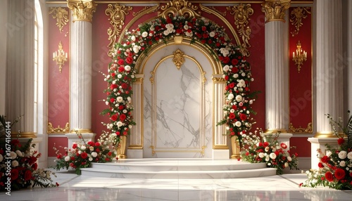 Romantic Floral Arch in Luxurious Wedding Hall