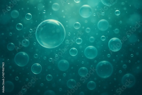 Wallpaper Mural Abstract Teal Background with Floating Bubbles and Light Particles Torontodigital.ca