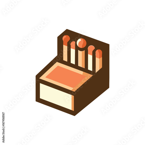 A close-up view of a matchbox with striking matches, set against a plain background