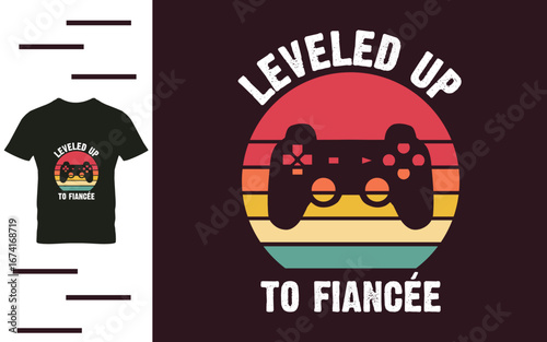 Leveled up to fiancée t shirt design