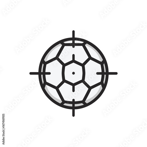A detailed illustration of a soccer ball with a target overlay, emphasizing precision in sports