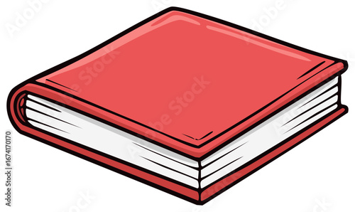 Closed Hardcover Book with Red Cover and White Pages