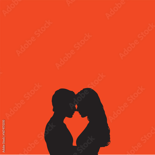 silhouette of a young couple vector  love or friendship 