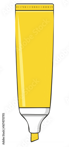 Bright Yellow Highlighter Marker Pen Cartoon Vector Illustration