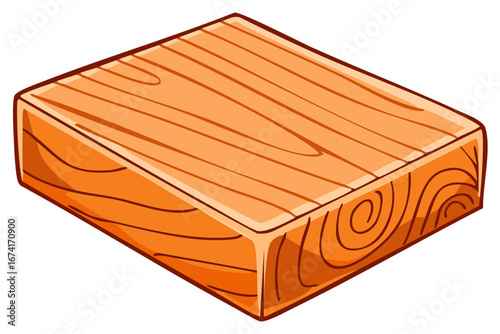 Isometric illustration of a wooden block with visible wood grain details
