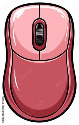 Stylish Pink Computer Mouse with Scroll Wheel and Buttons