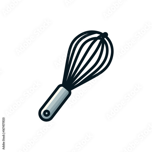 A sleek kitchen whisk on a clean white background, perfect for culinary arts and cooking