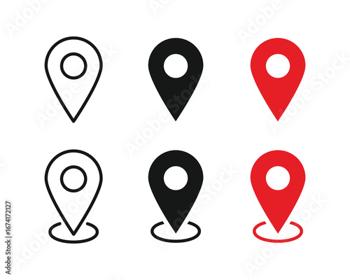 Location pin icon sign vector. Navigation pin icon vector symbol. Map marker icon set. GPS position pin sign.