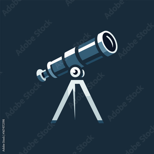 A sleek telescope positioned on a tripod, set against a dark background, ideal for stargazing