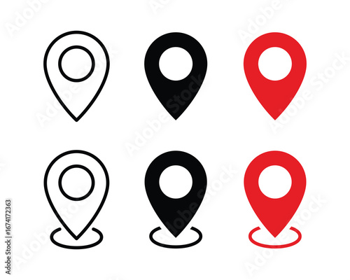 Location map pin icon set. Map marker collection. Pinpoint. Location pin icon. Map pin place marker. Map marker pointer icon. GPS location symbol