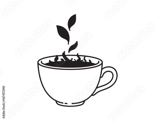 vector illustration design of a cup with tea leaves

