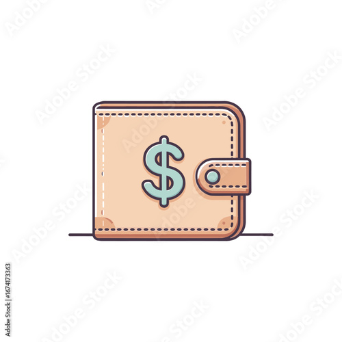 A stylish wallet with a dollar sign, resting on a clean surface, symbolizing finance and savings
