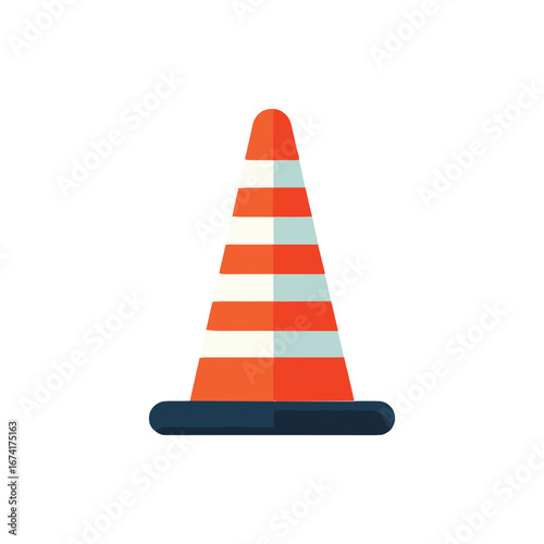 A vibrant construction cone positioned centrally against a plain background, symbolizing safety