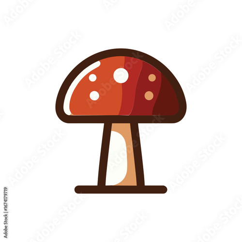 Colorful mushroom illustration with a smooth cap and sturdy stem, suitable for nature themes