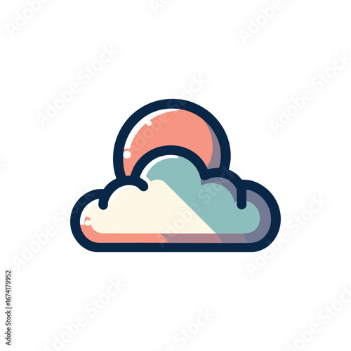 Colorful stylized cloud with a rising sun, symbolizing a serene morning atmosphere