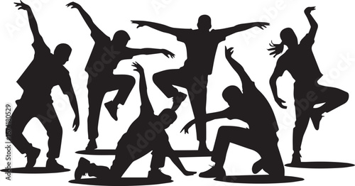 jumping silhouette vector set on white background