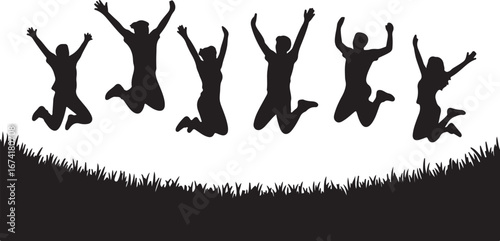 jumping silhouette vector set on white background