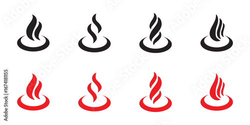Steam Smoke flat icon set. Aroma smell symbol. Vector