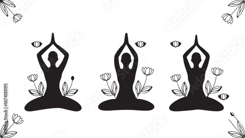 yoga silhouette vector set ion white background
