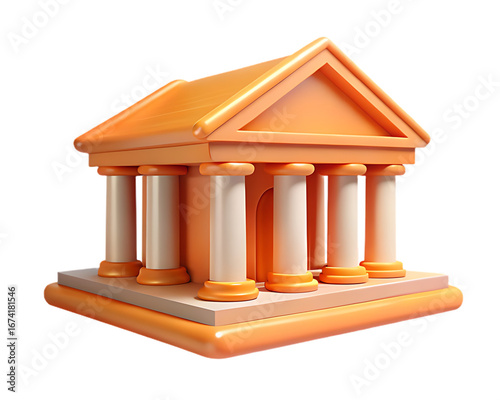 Golden classical building with columns facade architecture structure architectural design transparent background