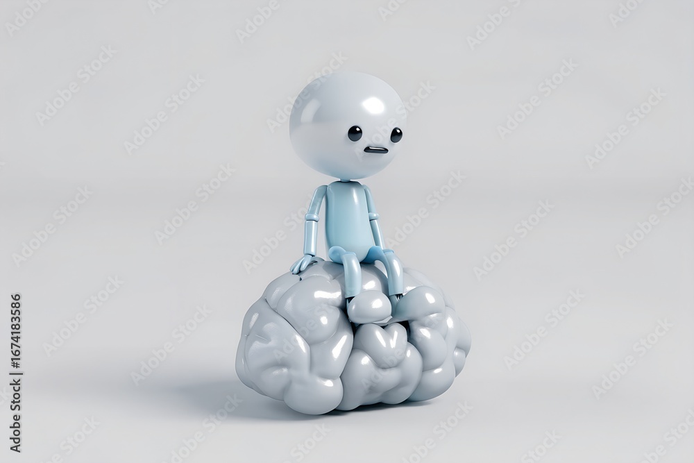 Fototapeta premium Cognitive Merge – AI Consciousness and Human Intelligence Symbolism, Neuroscience, Conceptual, Emotion, Abstract, Robot and Brain Scene