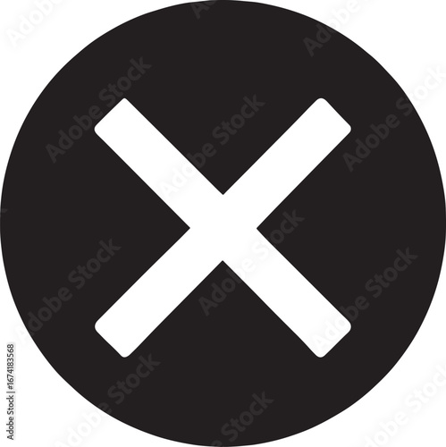 Black Circle with a White Cross Symbol cancel close