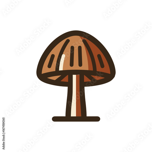 Stylized illustration of a brown mushroom with a smooth cap and sturdy stem on a white background