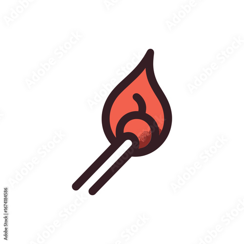 Stylized illustration of a matchstick with a flame, symbolizing ignition and energy