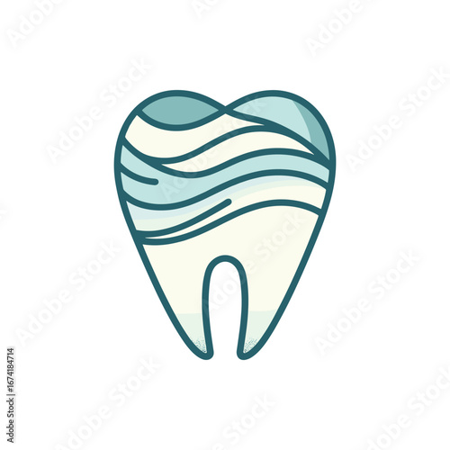 Stylized illustration of a tooth with wave patterns, symbolizing dental health and care