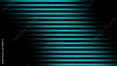 Bright and Calm Cyan-Blue Abstract Background with a Simple Pattern of Glowing Horizontal Lines and a Side Shadow