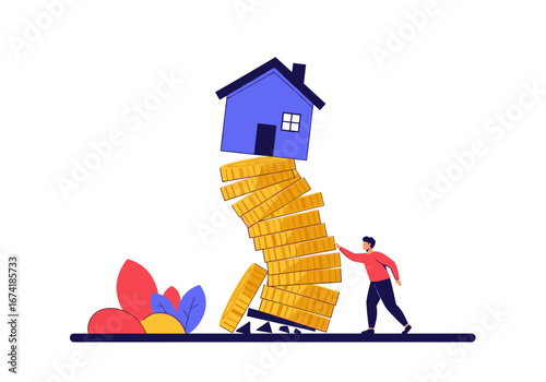 Financial instability threatening homeownership concept illustrating economic challenges and risk management strategies