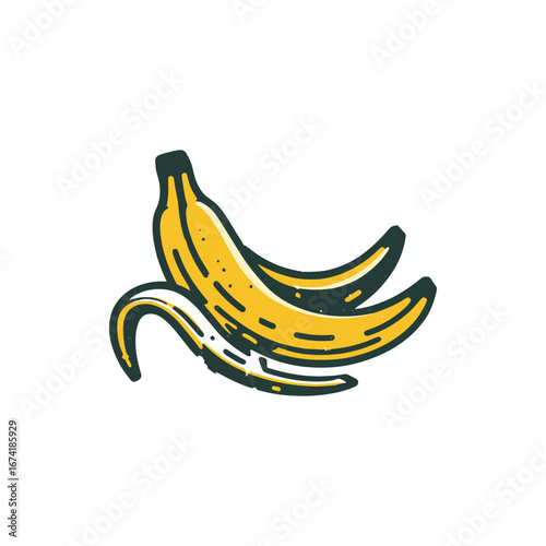 Three ripe bananas arranged artistically on a white background, ideal for fruit-themed designs