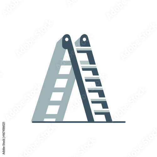 Two sturdy ladders positioned against a plain background, symbolizing construction and elevation