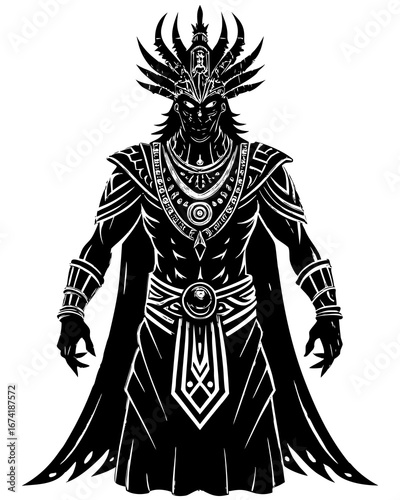 Mighty Black and White Pharaoh Warrior Art