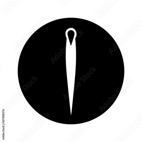 Needle Isolated on Black Background Sewing Tool Crafting Supply Sharp Pointed Stitching .icon