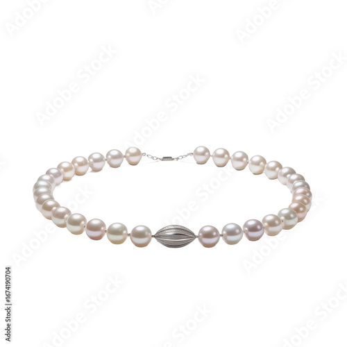 Elegant freshwater pearl bracelet with sterling silver accent exquisite jewelry gift for her isolated on transparent background