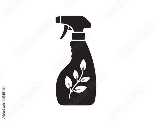 Natural, organic, safe home cleaning solution. Silhouette design. Negative space.

