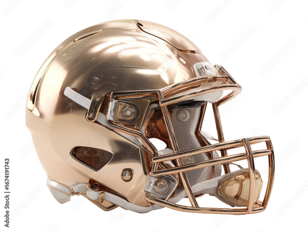 Fototapeta premium Gold-toned football helmet, 3D rendered