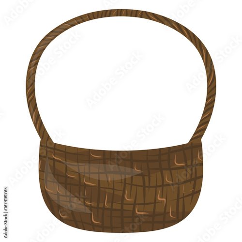 Wicker Basket Vector, Woven Basket Illustration, Picnic Basket 
