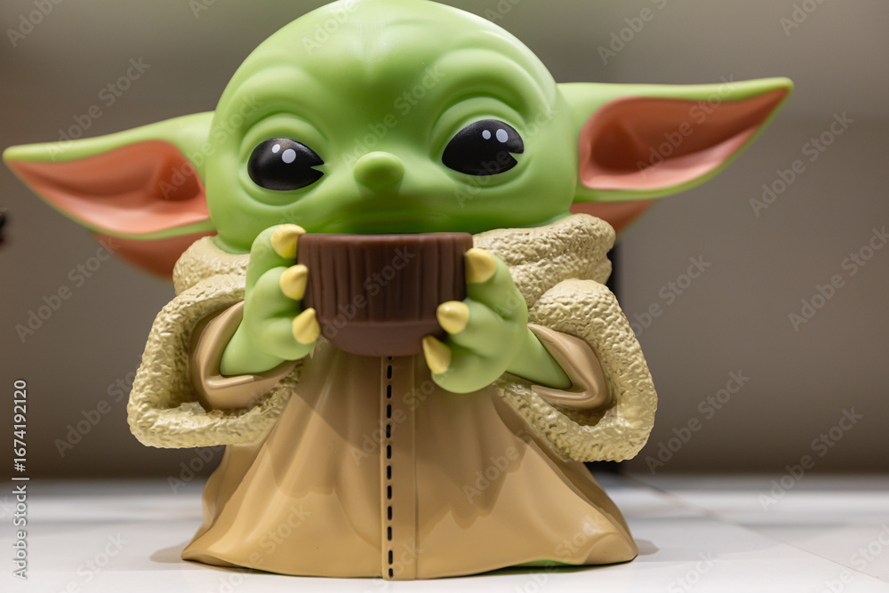 Naklejka premium figurine of Grogu (Baby Yoda) from The Mandalorian.