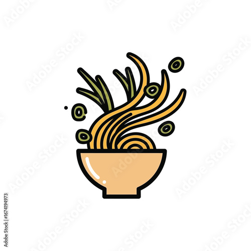 Noodle Bowl Food Icon Illustration
