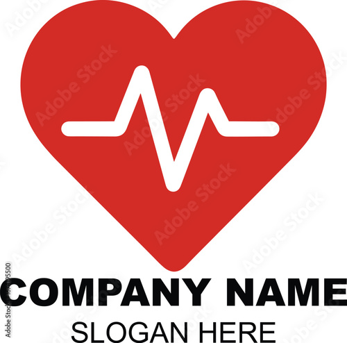 Cardiology Heartbeat Pulse Logo Design for Medical and Healthcare