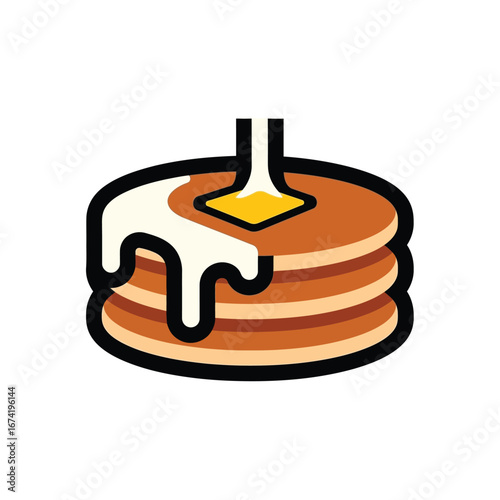 Pancakes with Syrup and Butter Illustration
