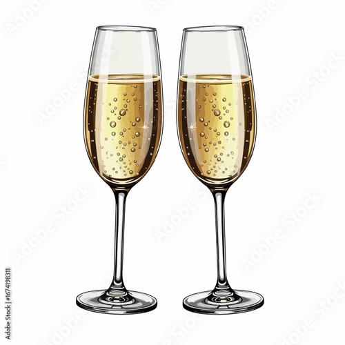 champagne, glass, wine, alcohol, drink, celebration, beverage, isolated, liquid, flute, party, white, wineglass, gold, bubbles, celebrate, crystal, toast, anniversary, bubble, bubbly, fizz, wedding, o