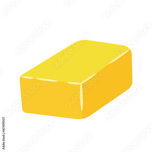 Butter cube vector. Butter on white background. whole butter and melted on a white background. vector illustration.